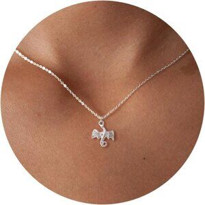 ⚡Silver Necklace Dragon Dragonfly Turtle Snake Pendant Simple Cute Trendy Plated